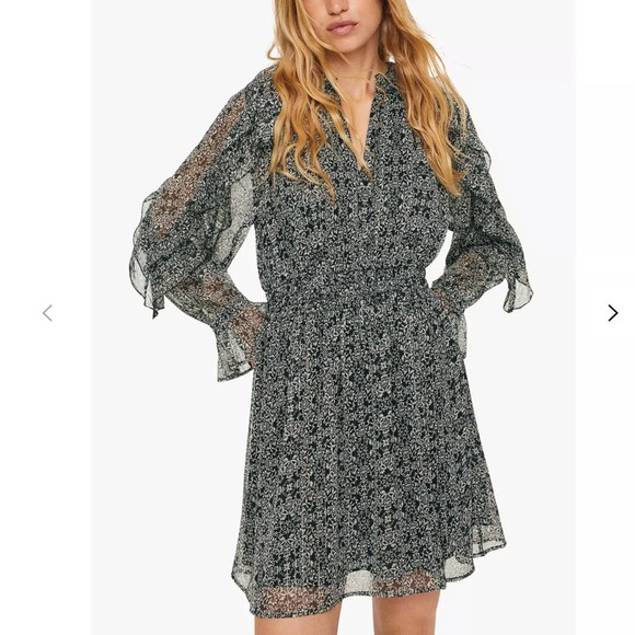 Mango Grace Abstract Ruffled Mini Dress - Picture 1 of 13
